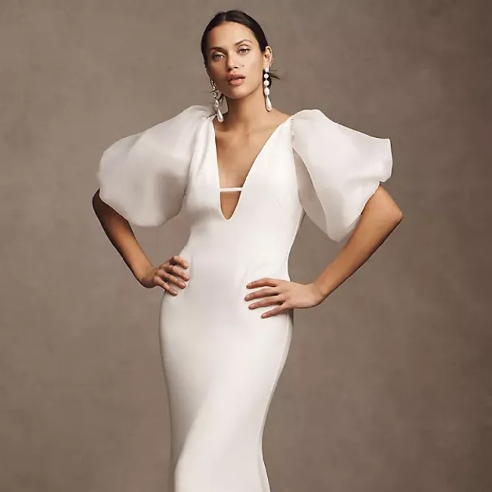 Besa Ali puff sleeve wedding dress size 14 ivory from Anthropologie